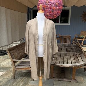 Beige Open Front Cardigan